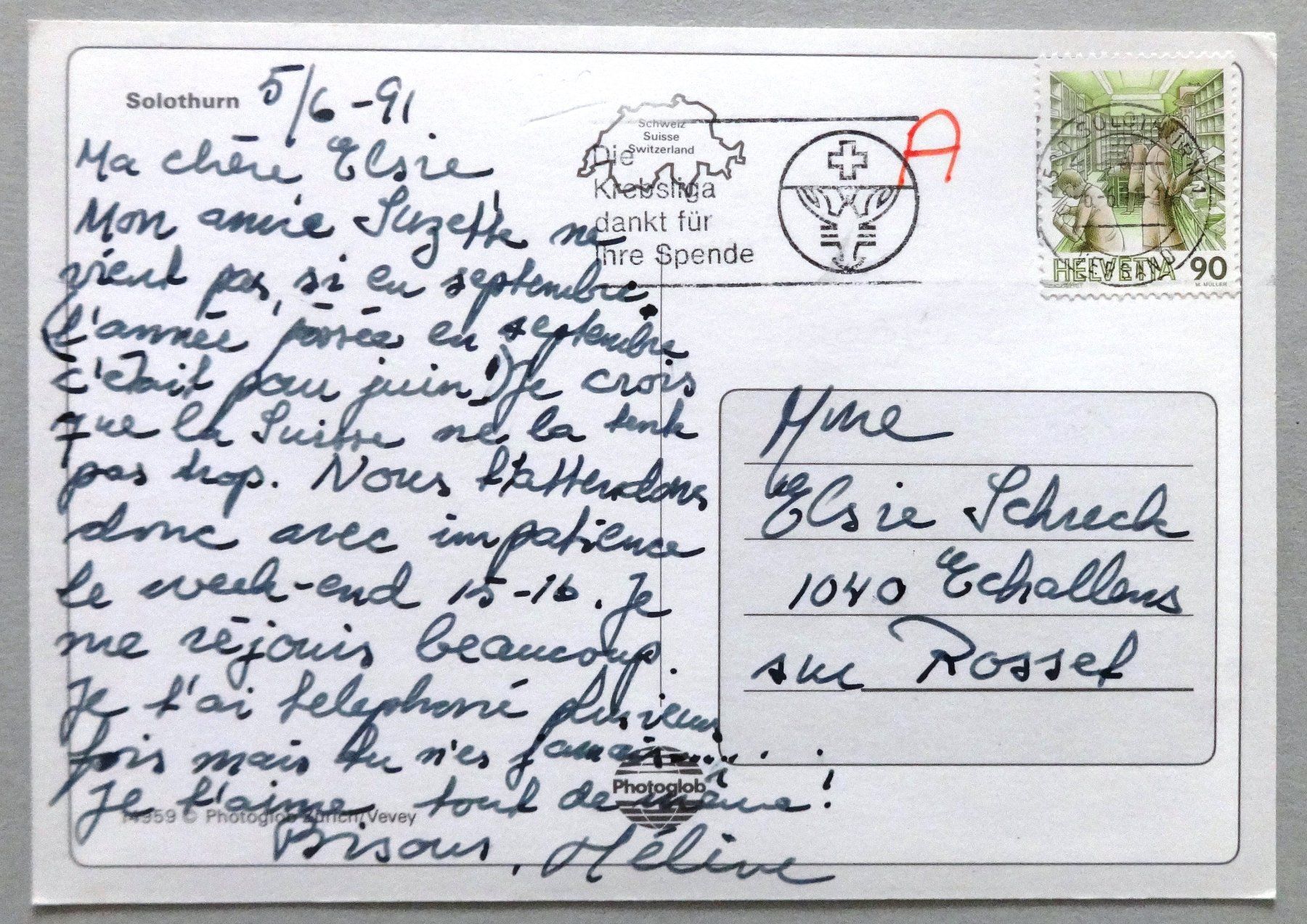 Cartoline postali: Solothurn – Usato da Fétigny venduto da Billy2miny 1