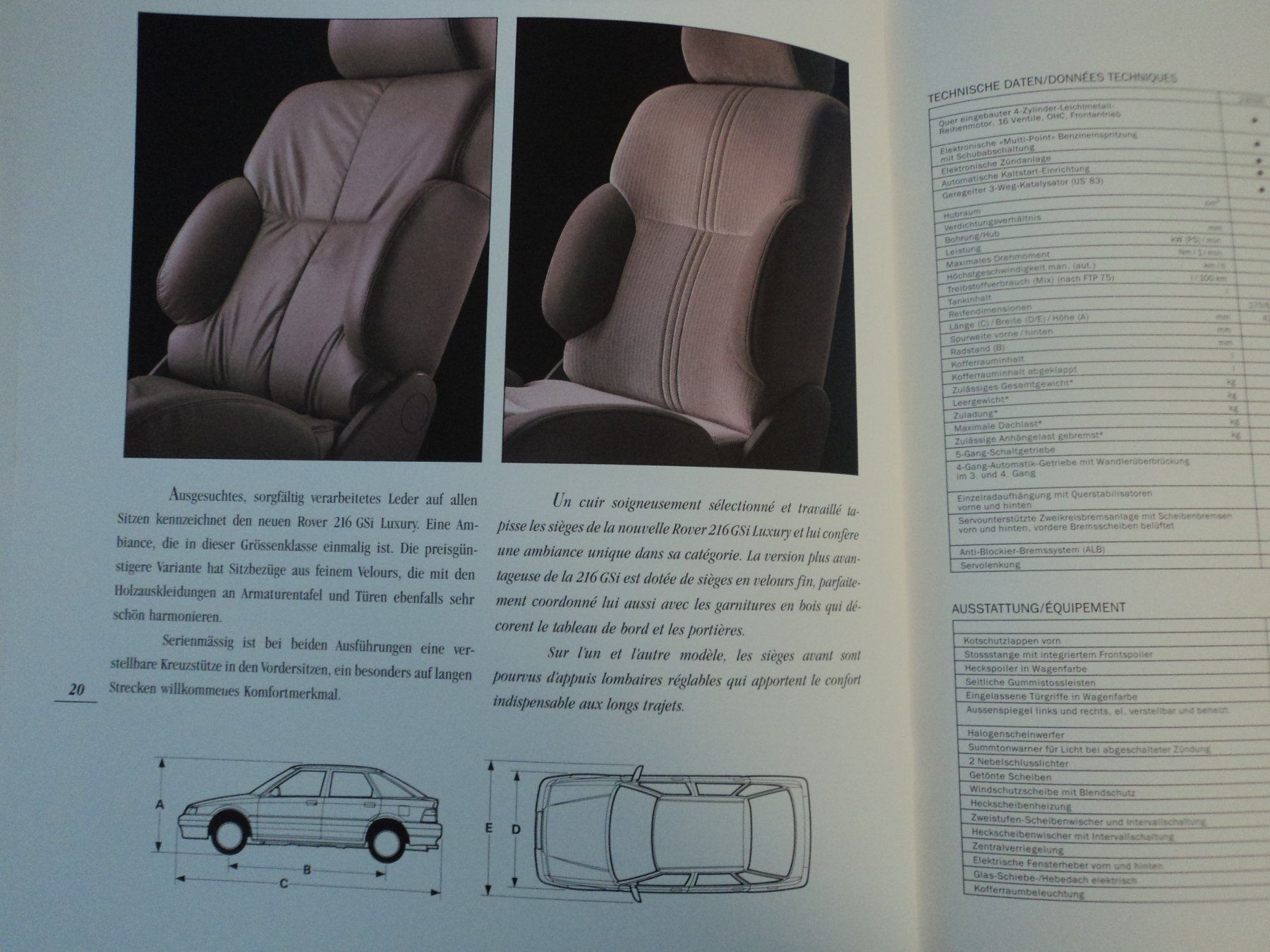 Rover Documenti: Prospekt Rover 216 GSi 1990 – Usato da Schwarzenburg venduto da modelCARama 6