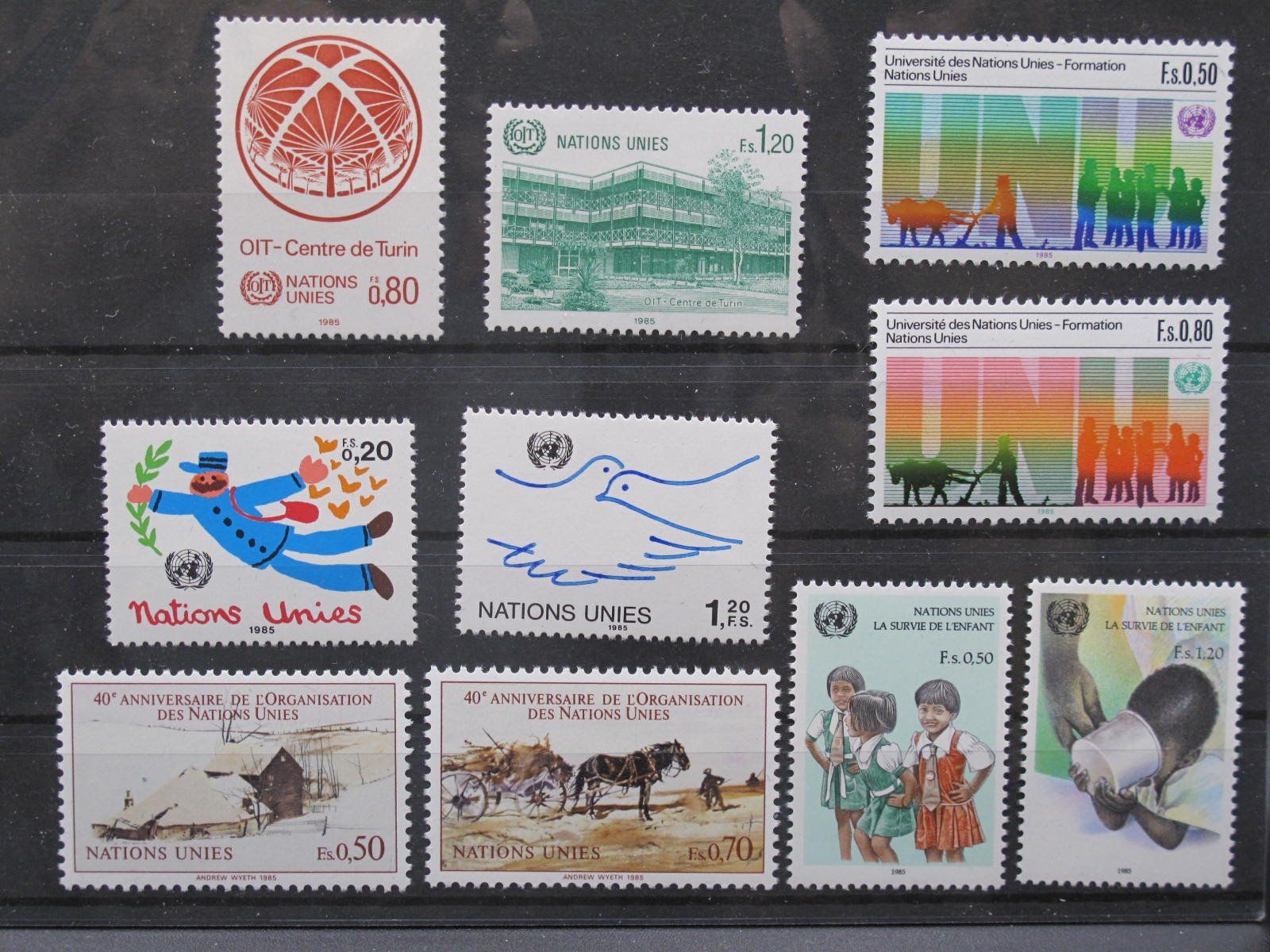 Alle Briefmarken: UN CH 1985 Vereinte Nationen ** – Gebraucht aus Wil SG von fva01