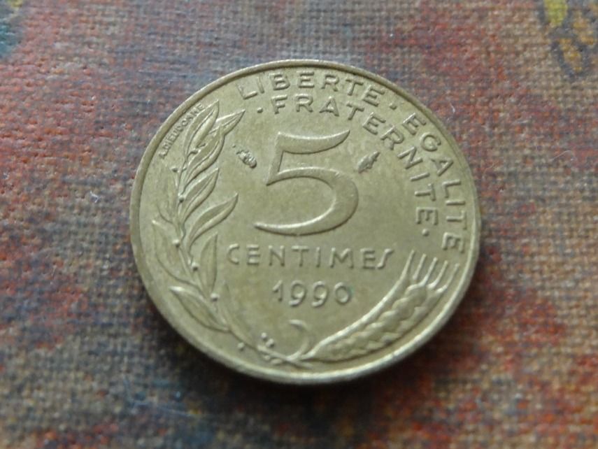 Alle Münzen: FRANCE  5 Centimes  1990 – Gebraucht aus Romanel-sur-Lausanne von Swift13