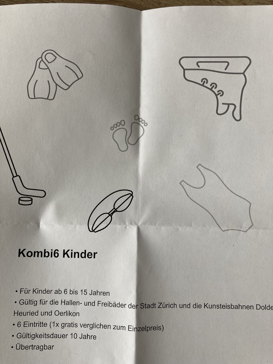 Biglietti: 12 Eintritte in Hallenbad, Freizeitbad und Kunsteisbahnen – Nuovo (secondo la descrizione) da Zürich venduto da len_pw6x