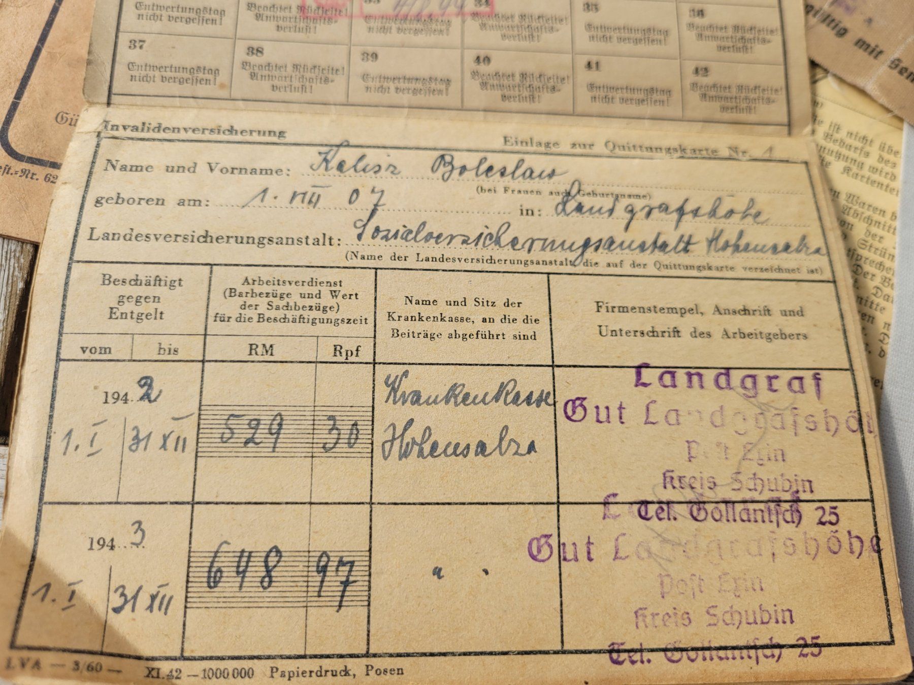 Armi bianche: Deutsches Reich, Dokumenten Lot – Usato da Kriens venduto da KTP 5