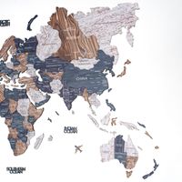Wooden World Map Decoration Vintage Style Large Wall Art