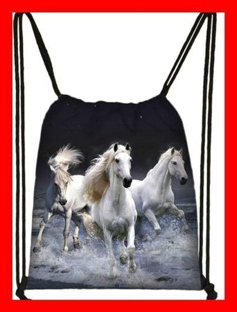 Rucksack Pferd Ross Badirucksack WEISS Backpack Kordeln