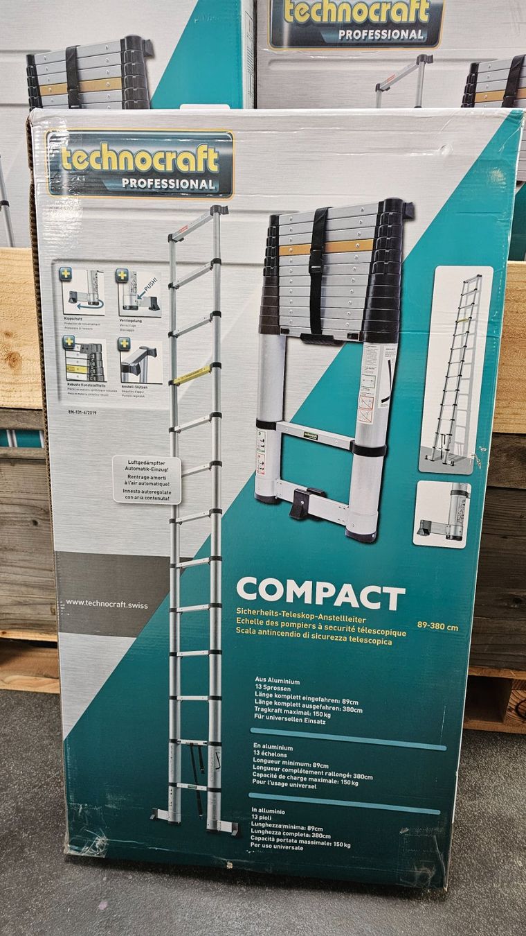 Technocraft Scale: technocraft Sicherheits Teleskop Anstellleiter bis 374cm – Nuovo e nell'imballaggio originale da Jegenstorf venduto da Bracher_Mail-House