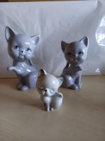 3er Set Vintage Keramik Katzenfiguren, Sammlerstücke!