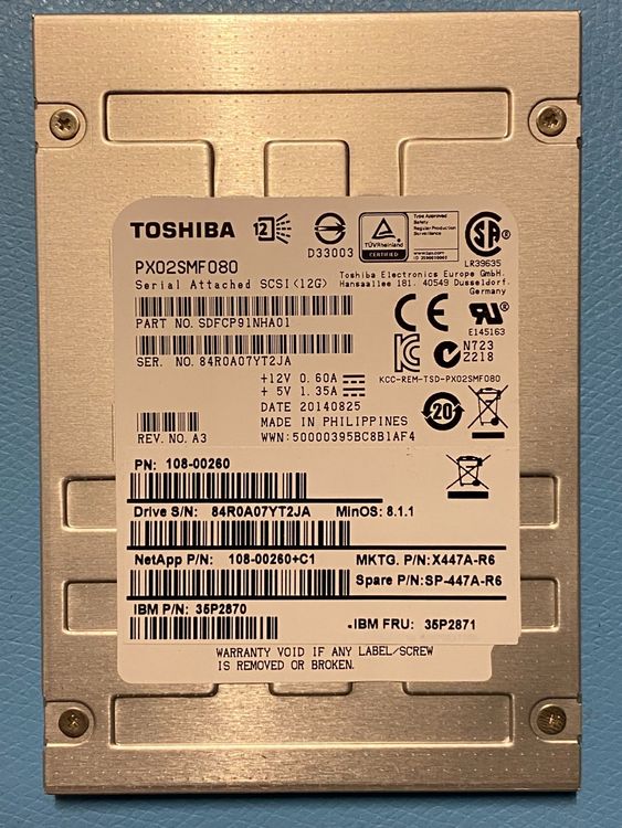 thumbnail image 2 of Toshiba SDFAM00NHA01 3.84TB SAS 2.5" 12Gb/s Internal SSD – 40-69% Health 2 of 3