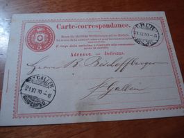 Ganzsache 1870, Bahnpost-o St. Gallen-Sargans-St Gallen