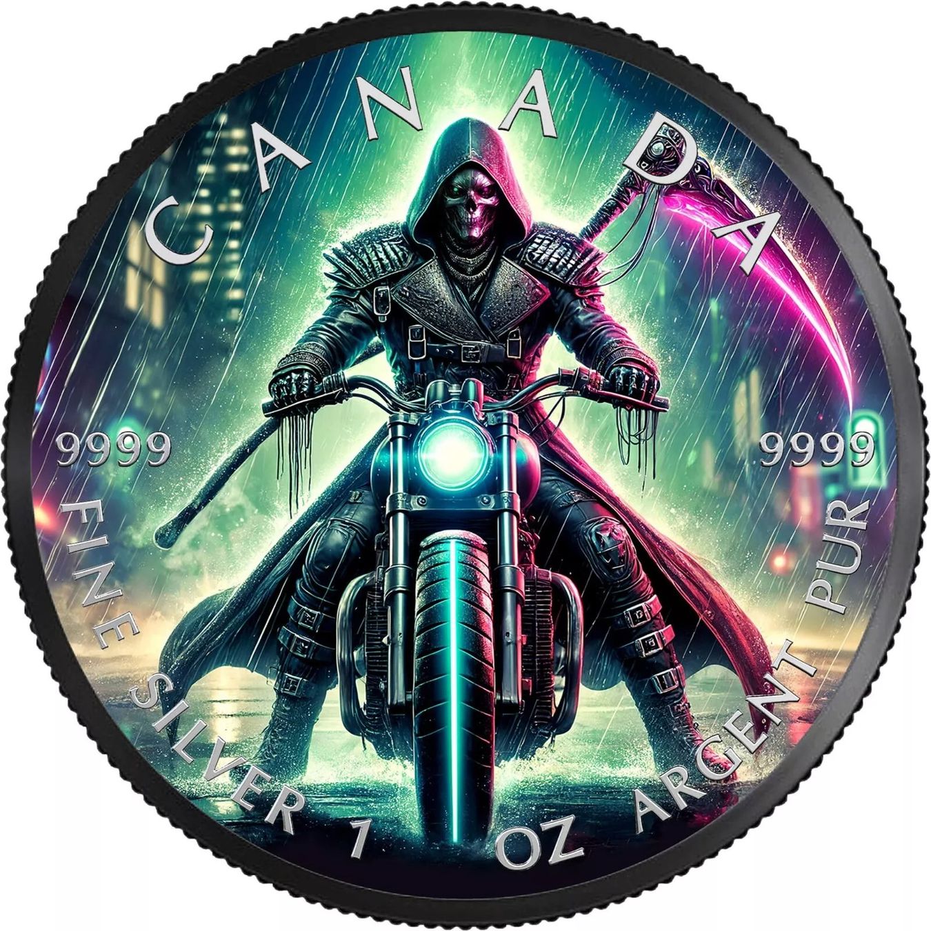 Tutti le monete: Grim Reaper Cyberpunk 2024 Maple Leaf 1oz SILBER -COLOR EDIT – Nuovo (secondo la descrizione) da Wetzikon ZH venduto da Nicki6