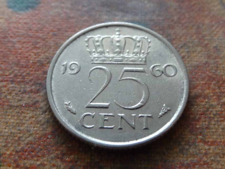 Tutti le monete: PAYS-BAS  Nederland  25  Cent  1960 – Usato da Romanel-sur-Lausanne venduto da Swift13