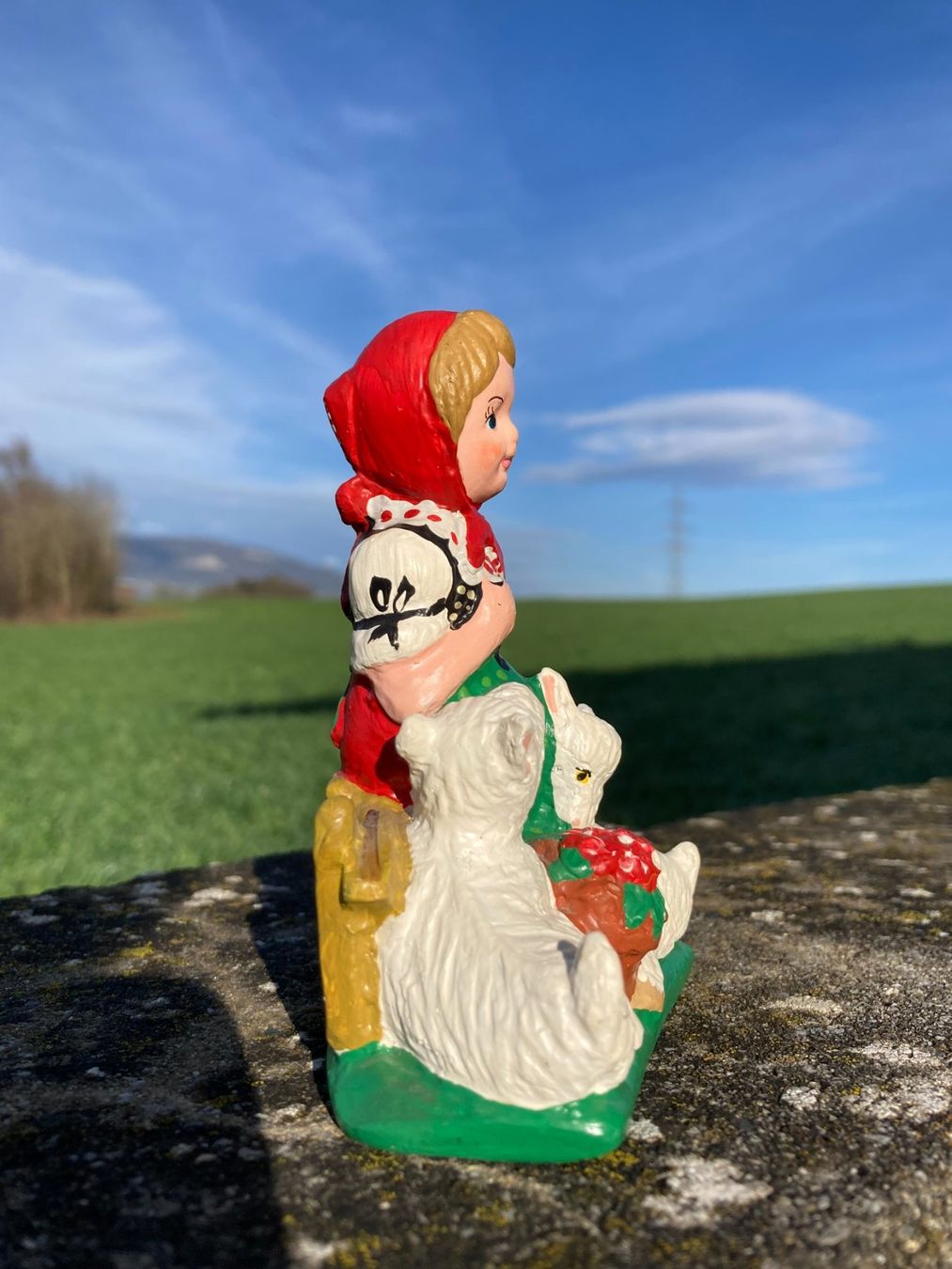 Statuette: Mädchen mit Schäfchen Figur signiert A. Klein – Usato da Subingen venduto da ArtBead 1