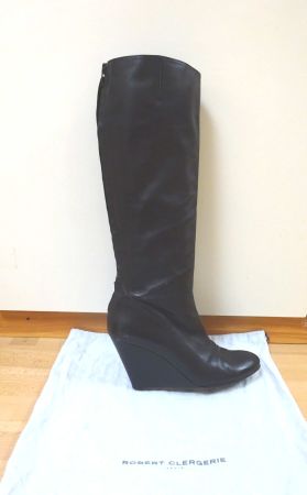 Robert Clergerie - Leder Stiefel / Wedge - schwarz