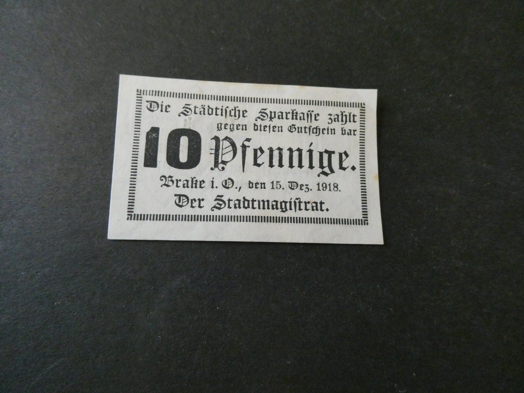 Banknoten: Dt. Reich, Brake - Notgeldschein – Gebraucht aus Hinterforst von Rohusri