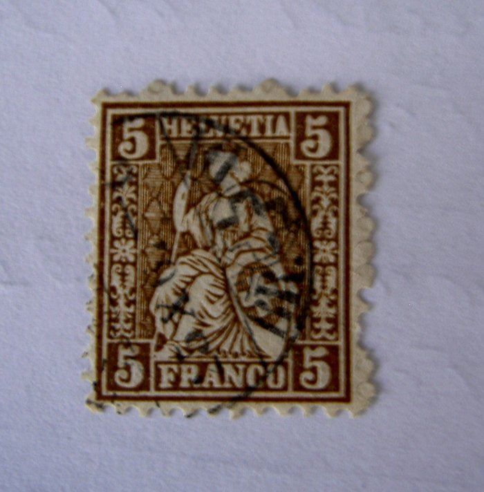 Alle Briefmarken: Sitzende Helvetia  5 Rp., TOP – Gebraucht aus Stuttgart von Escazu