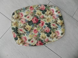 Tablett Blumenmuster floral Retro vintage ca 48 x 38 cm
