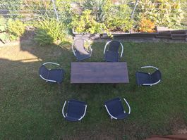 6 Stapelstühle aus Aluminium – Set