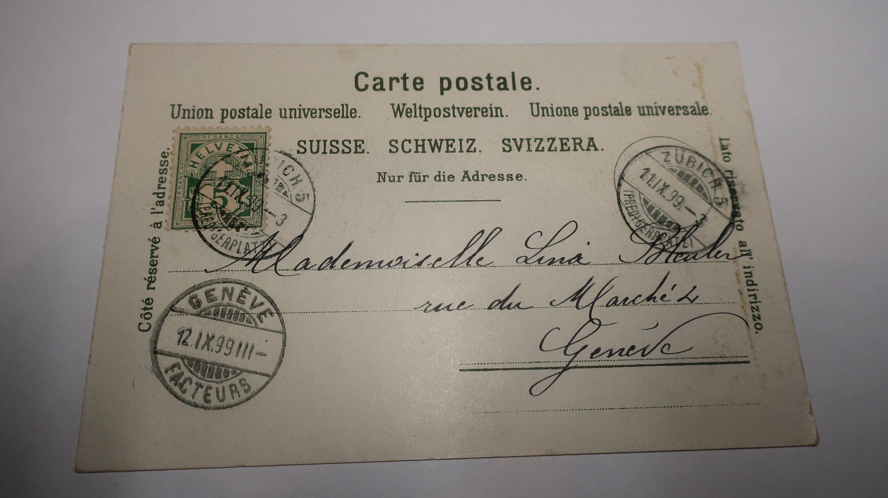 Ansichtskarten: Zürich-See und Glärnisch 1899 – Gebraucht aus Cormoret von Pascalll2001 2