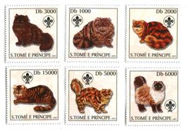 Briefmarken "Katzen". São Tomé und Príncipe