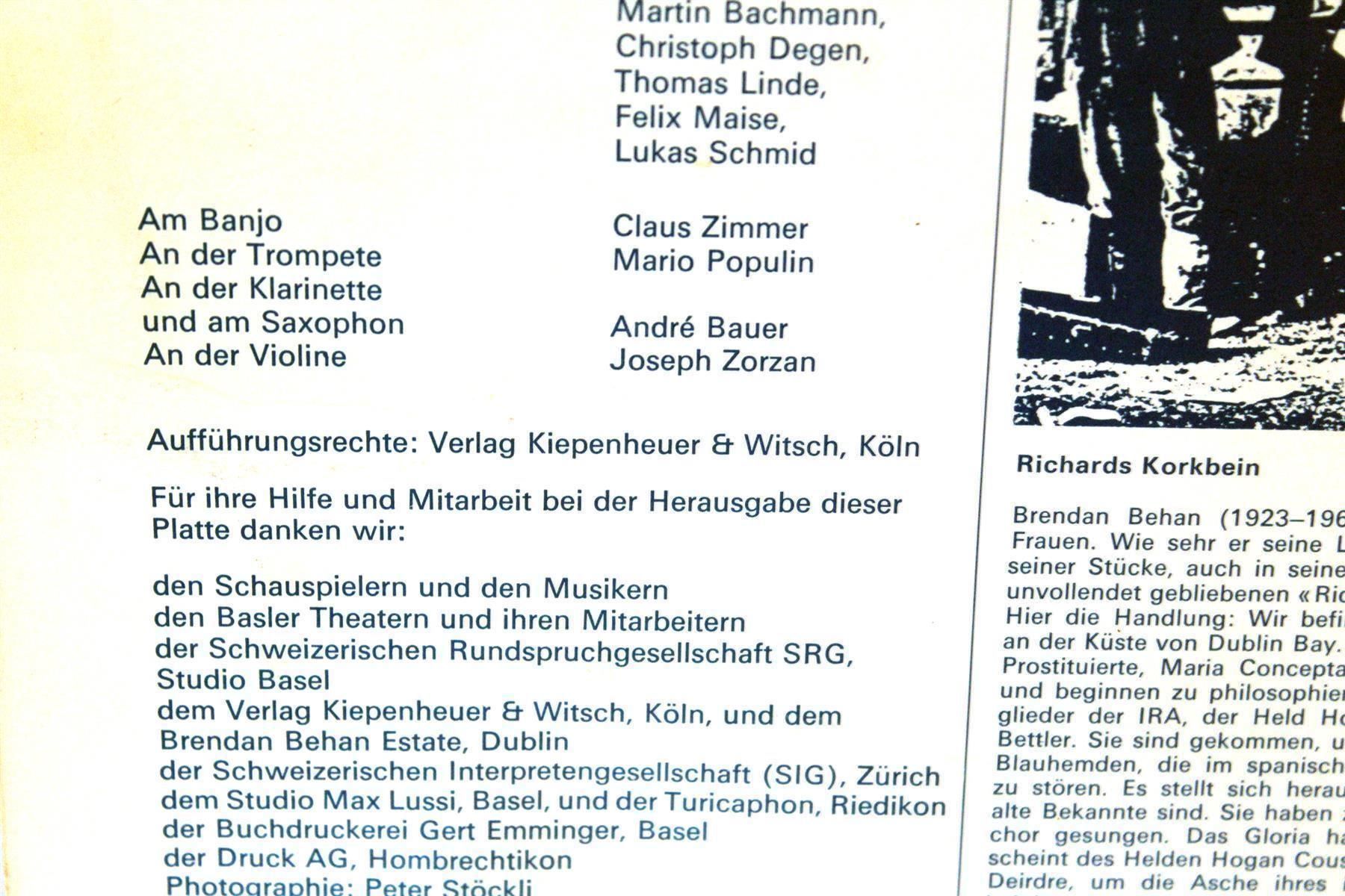 Giradischi: BRENDAN BEHAN: Richards Korkbein – Usato da Bern venduto da vinyl-heaven 5
