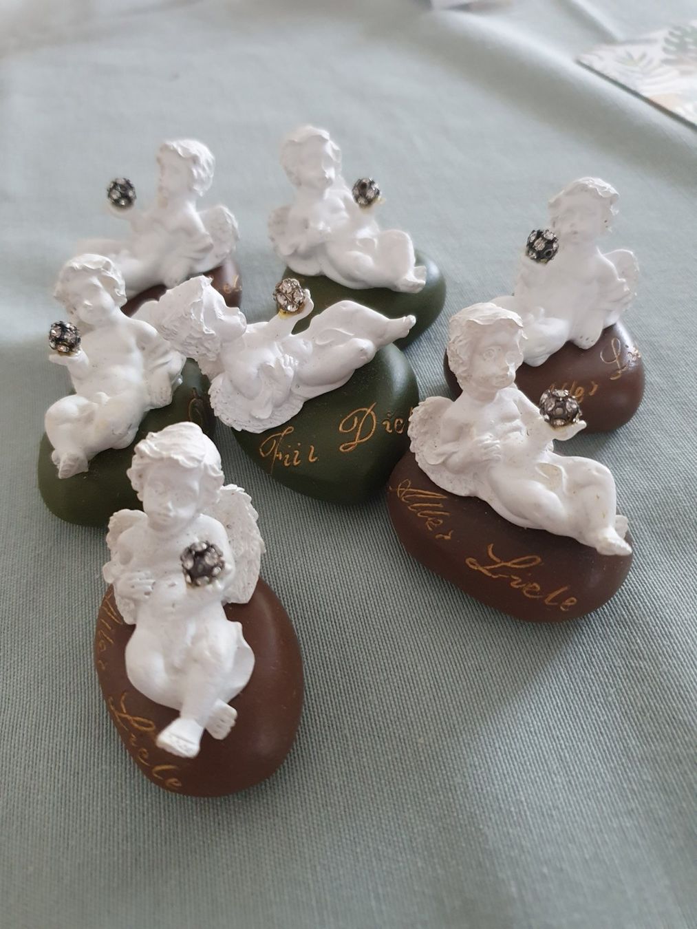 Figuren: Engel auf Stein mit Spruch 7 Stück – Gebraucht aus Klingnau von Fee1960