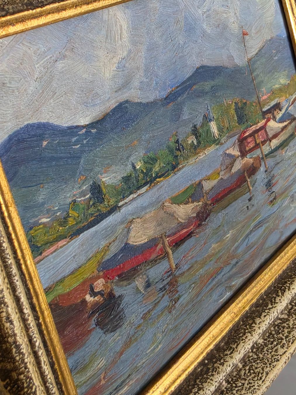 Dipinti: Vintage Ölgemälde Seelandschaft - E. Hafner - 1943 – Usato da Birr venduto da DisDas 2