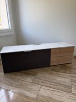 Modernes Sideboard weiss / Holz / dunkelbraun, 155 cm