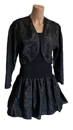 2 tlg. Festkleid, Partykleid sehr dehnbar S-L schwarz Bolero