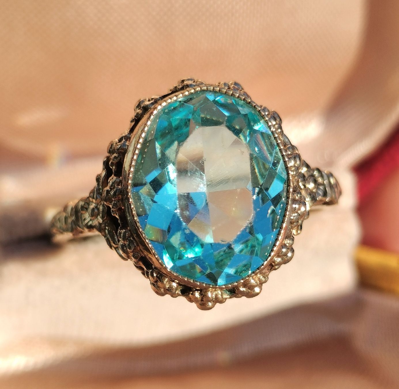 Anelli: Jugendstil Antiker vergoldeter Ring mit hellblauen Paste✨ – Usato da schwyz venduto da larry91sz 1