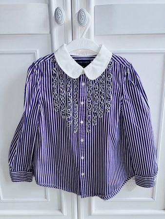 Ralph Lauren girls blouse shirt Peter Pan collar 6x Y NEW