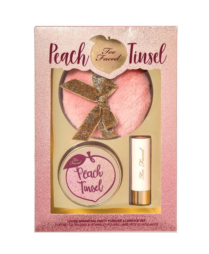 Make-up: Too Faced Peach Tinsel Loose Sparkling Powder & Lipstick Set – Nuovo e nell'imballaggio originale da Cham venduto da Trendy_Outlet