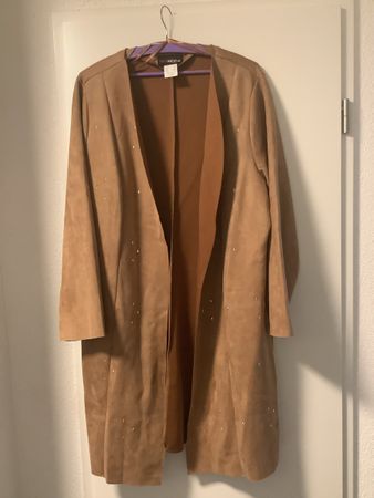 Damen Mantel braun Kunstleder Strass Grösse50 guter Zustand