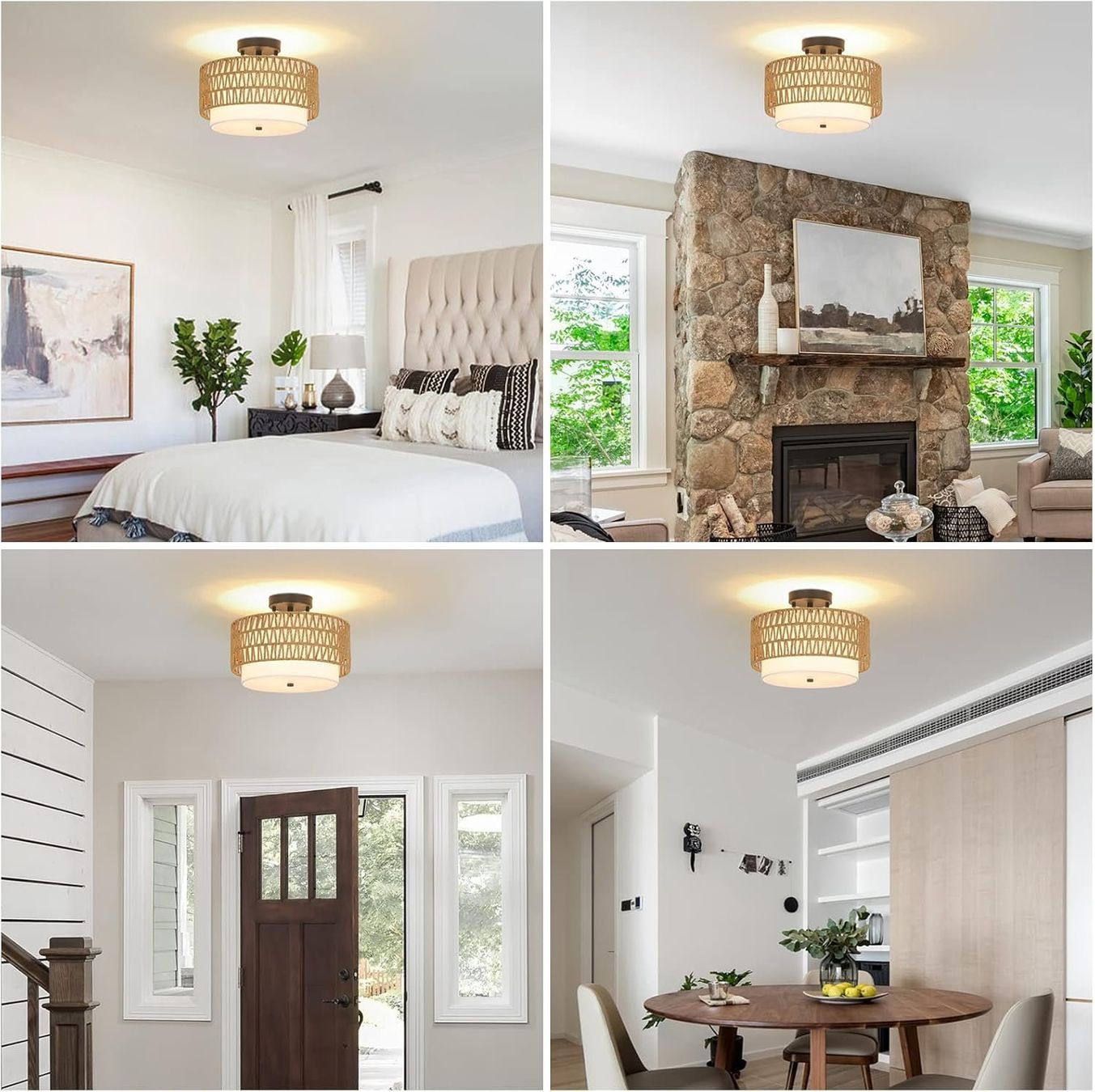 Lampadari & plafoniere: Deckenlampe Deckenleuchte Rattan Leinenschirm E27 rustikal – Nuovo e nell'imballaggio originale da Herisau venduto da Serenco 6