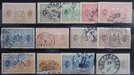 Schweden Dienst. ex. Kat. 1-16 */gest. 1874/91