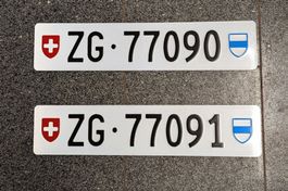 Zuger Kontrollschild Nummernschild ZG77090 & ZG77091
