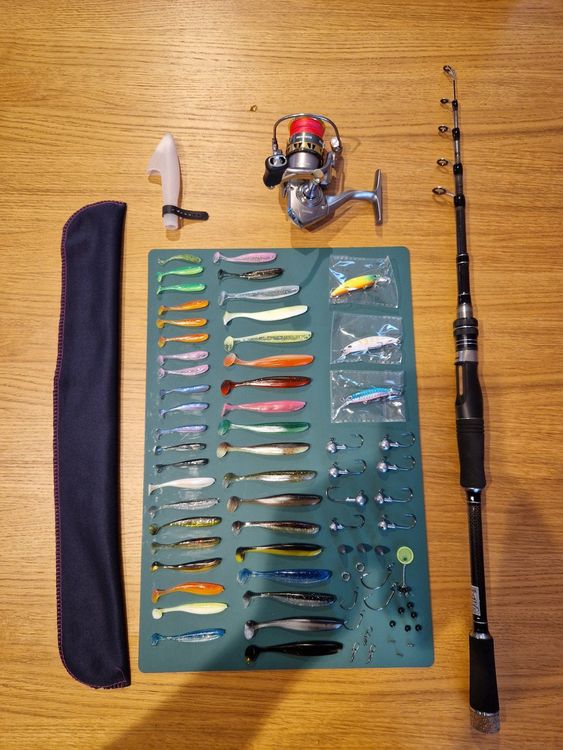 KOMPLETTES Angelset - Rute (10-20g), Rolle, Köder etc. (Neu (gemäss ...