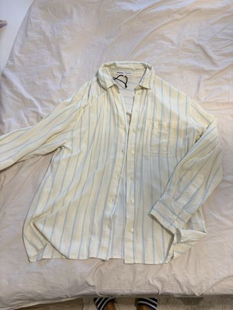 Hemd Bershka gestreift Hellgelb blau Grösse S neu mit Etiket