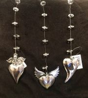 NEU - Girlande 3er Set 100cm ENGEL HERZ FLÜGELHERZ Glas