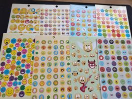 8 Bogen Sticker 22x15cm, Smiley Tiere mix Neu