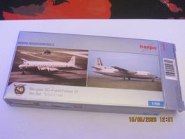 Herpa Zweier Packet Douglas DC-4 und Fokker 27 1:500