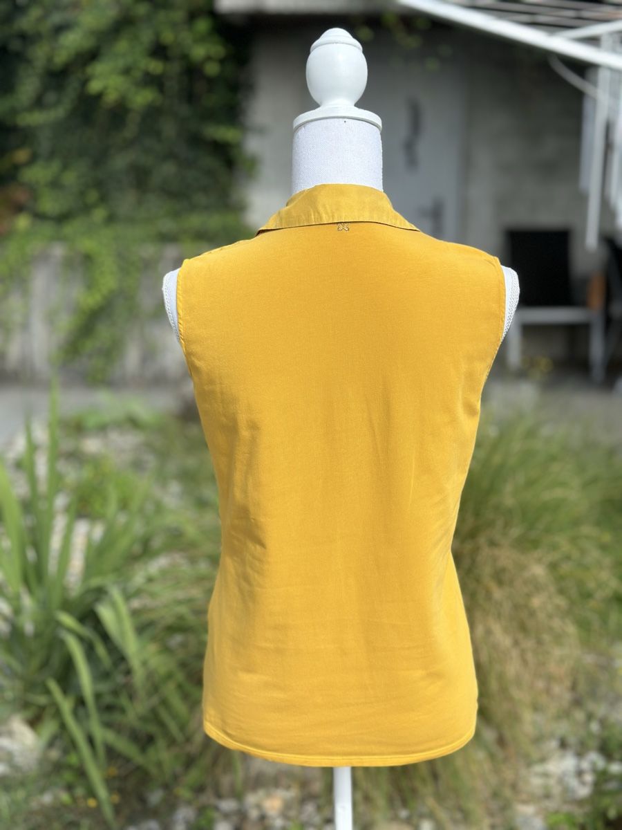 Max Mara Top: Mustard Yellow Blouse Ruffles MaxMara Gr. M – Usato da Zufikon venduto da Modestil365 4