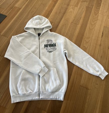 Weisse Sweat Jacke mit Schlangenaufdruck und Paranoid Gr.M