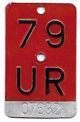 Insegne: Velonummer Uri UR 79 – Usato da Bülach venduto da anska