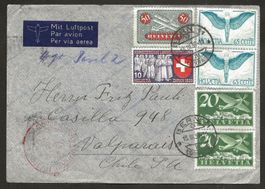 Flugpost Schweiz 1939 Frankfurt-Bathurst Natal-Rio Luftpost
