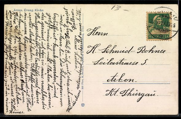 Cartoline postali: AK Arosa, Evangelische Kirche – Usato da Berlin venduto da bartko-reher 1