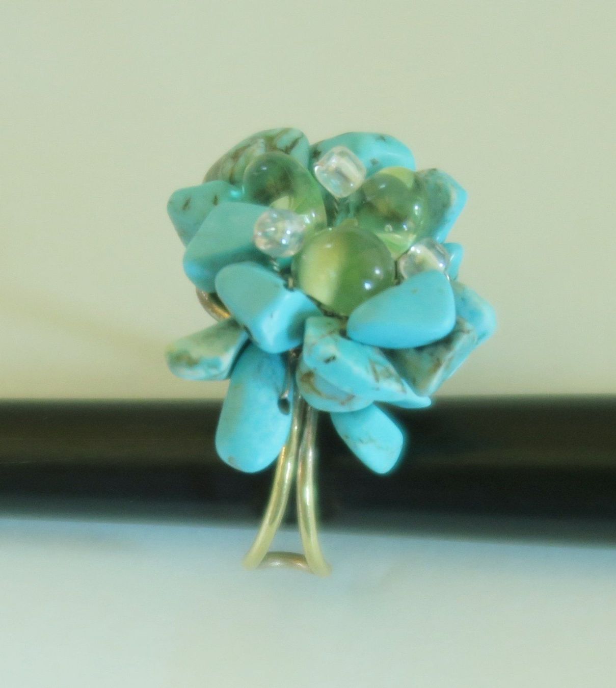 Anelli: Ring "Blume" mit Türkisperlen – Usato da Brittnau venduto da marlenestone 2