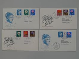 1963, J200-204: 4 ERSTTAGSBRIEFE mit ILLUSTRATIONEN - selten