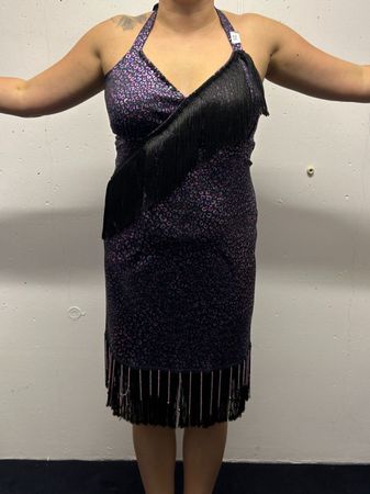Tanzkleid Fransenkleid Latin Leopard Gr. 38/M Glitzer Party