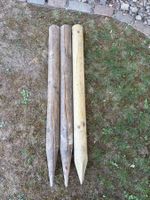 3 Holzpfähle 125/10cm angespitzt rund neuwertiger Zustand