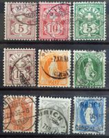 1882–1906: Chiffre & Hélvétie debout, 9 timbres O