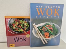 2 Wok Kochbuecher: "Die besten Wok Rezepte" & GU Wok Buch